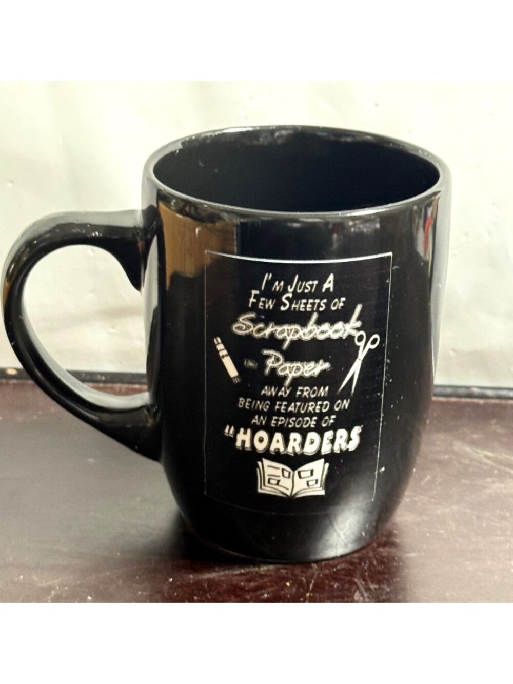 Royal Norfolk Funny Black Ceramic Mug With Scrapbook Paper & Hoarders